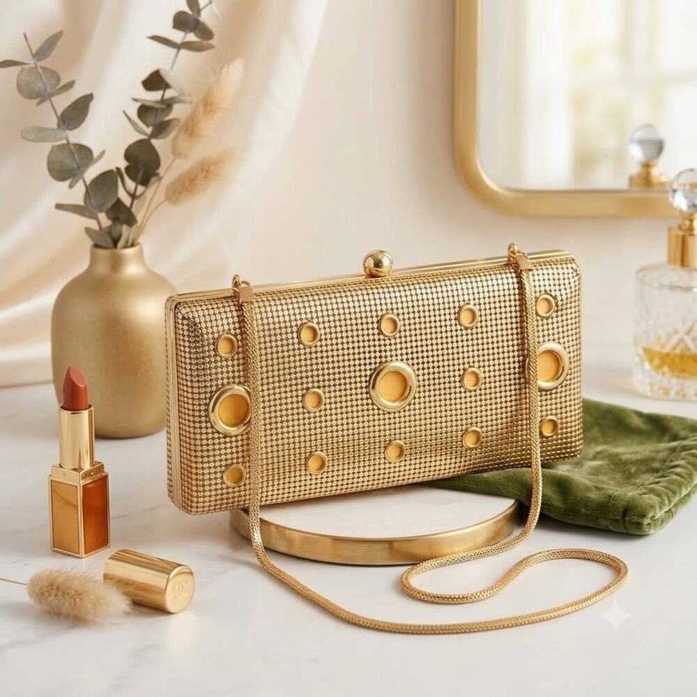 VINTAGE | Whiting & Davis | Gold Mesh "Eyelet" Evening Clutch | 1960/1970's